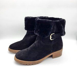 Boden Black Suede Plush Lined Ankle Booties, US Size 7, EUC